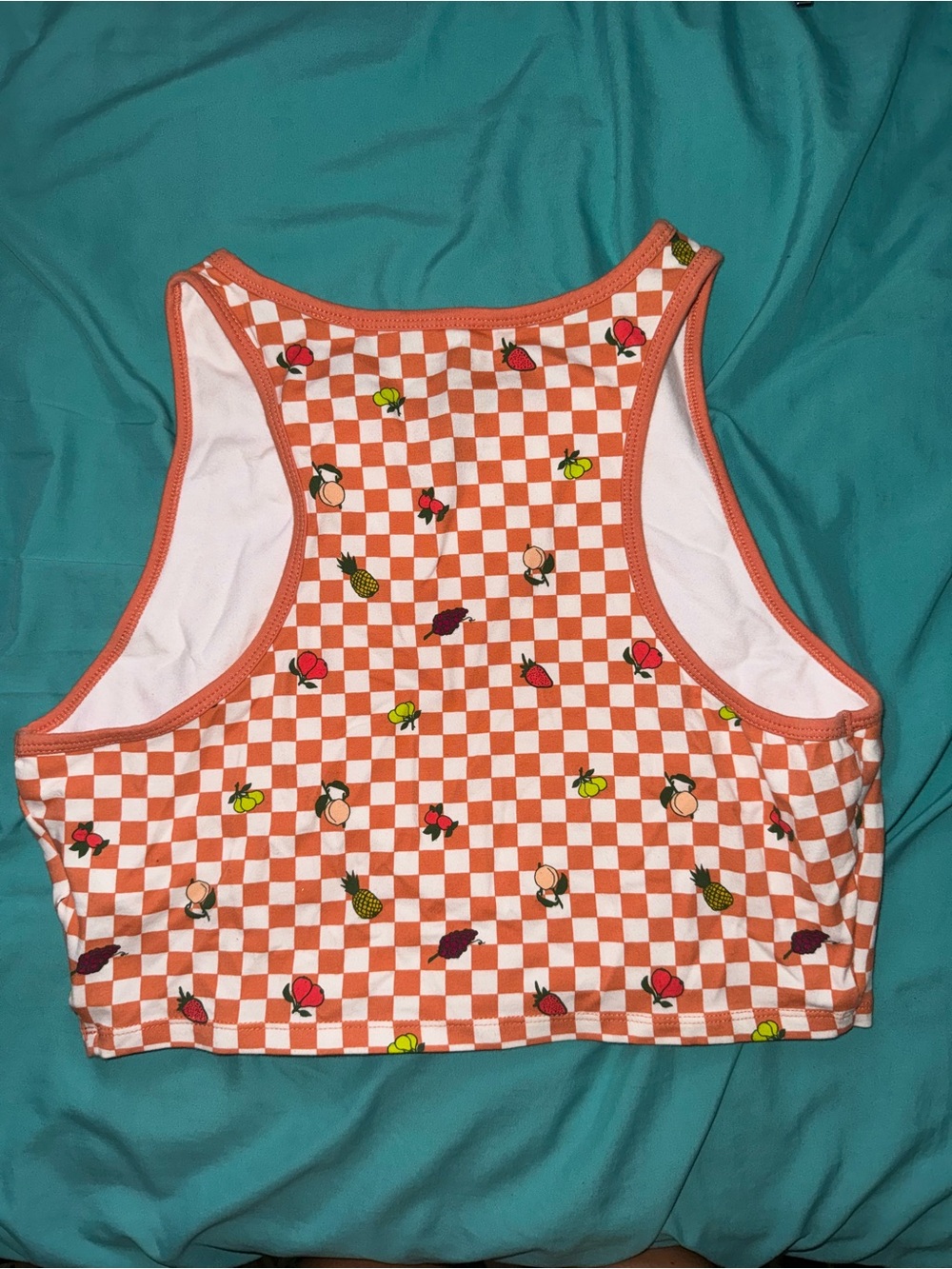 Vans Orange and White Checkerboard Fruit Crop Tank - Picture 2 of 2